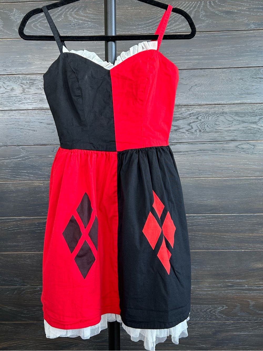 DC Comics Original Harley Quinn Cosplay Costume Red Black Dress Size Small